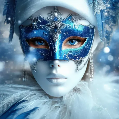 Elegant Blue Mask in Cinematic Bokeh