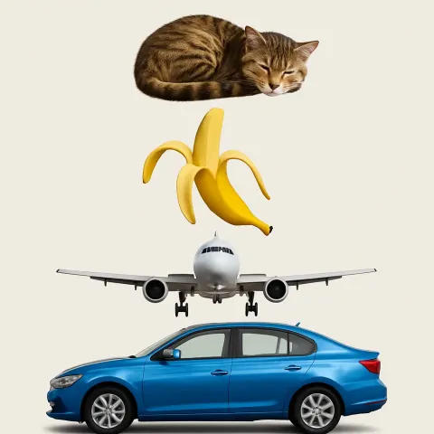 Sleeping Cat Rests Above a Peeled Banana