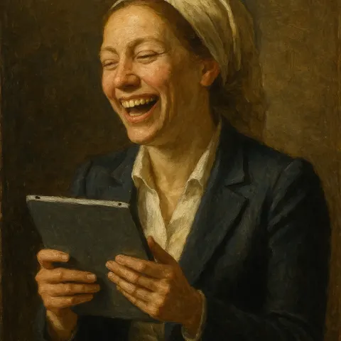 Oil Painting in the Style of Vermeer Depicting a Businesswoman