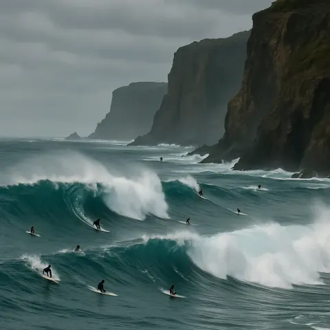Handful of Tiny Surfers Rides Colossal Waves