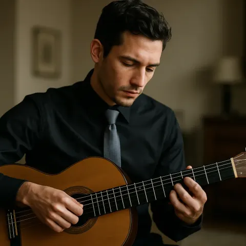 Man Wearing a Sleek Black Shirt Paired with a Metallic