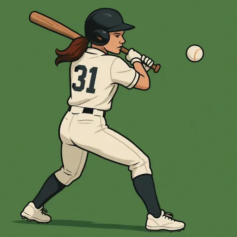 Female Baseball Player in a White Uniform