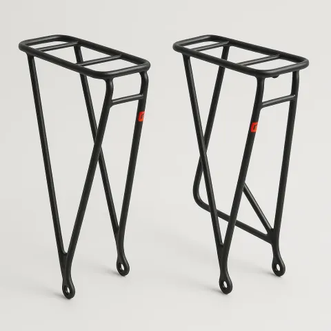 Two Black Metal Bicycle Pannier Racks