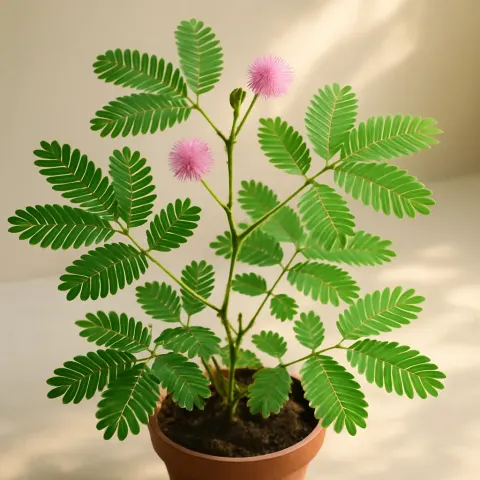 Healthy Mimosa Pudica Adorned with Gracefully Open Leaves