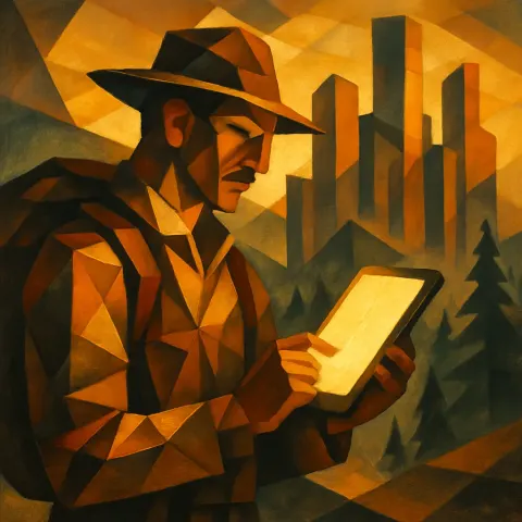 Early Cubist Vision Captures a Fully Visible Explorer