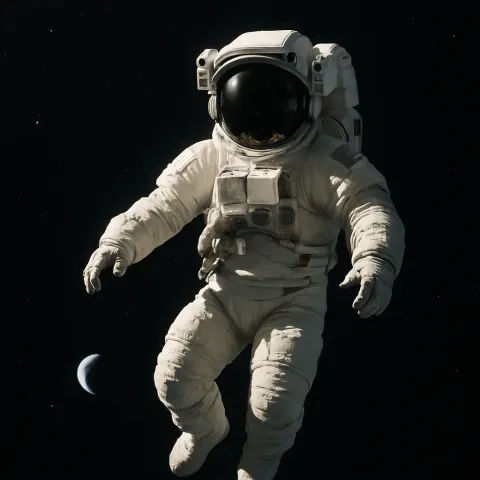 Crescent Earth Appears Small and Far Away in the Background
