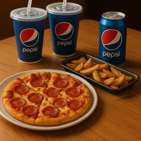 Table with a Plate of Pizza