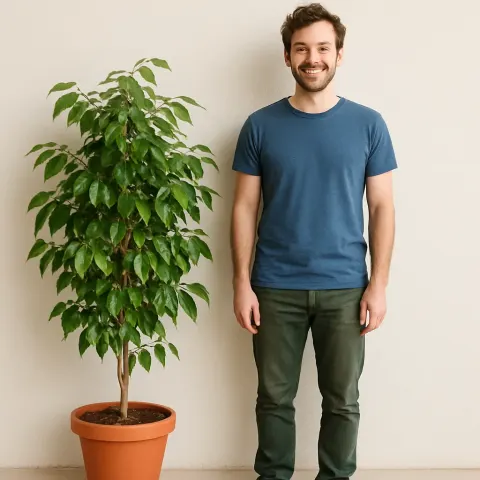 Picture Showing a Person Next to a Plant