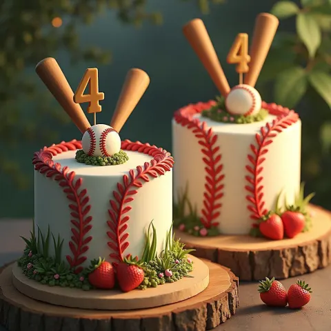 Anime Baseball Cakes With Bat Motifs