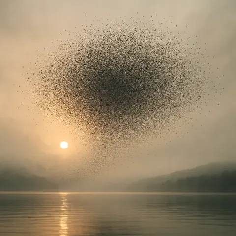 Vast Flock of Countless Tiny Birds Erupts