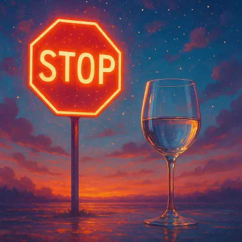 Lively Depiction Featuring an Illuminated Stop Sign