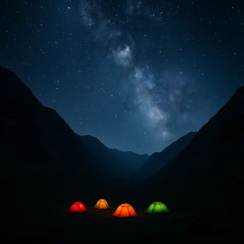 Few Brightly Colored Tents