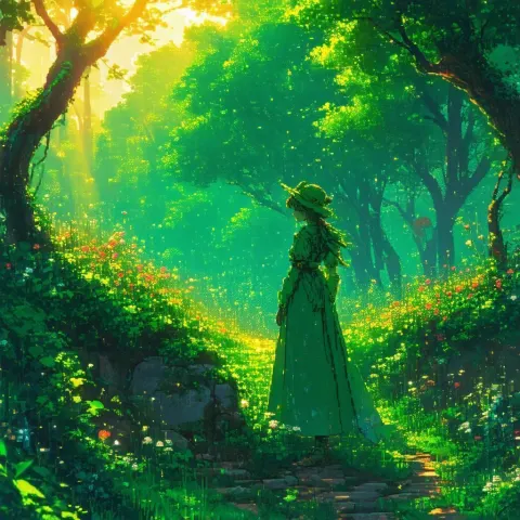 Emerald Herald in a Pixel Garden