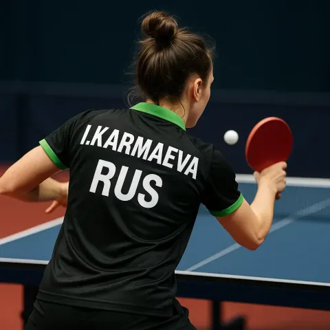 Table Tennis Player Wearing a Black and Green Jersey
