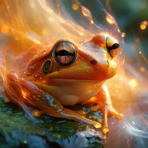 Ethereal Orange Frog Wreathed in Runes