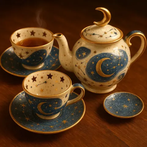 Whimsical Ceramic Tea Set with a Vintage Aesthetic