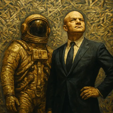 Gold-detailed Pioneer Astronaut and a Bald