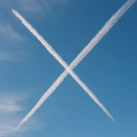 X Shape Created by Two Intersecting Contrails