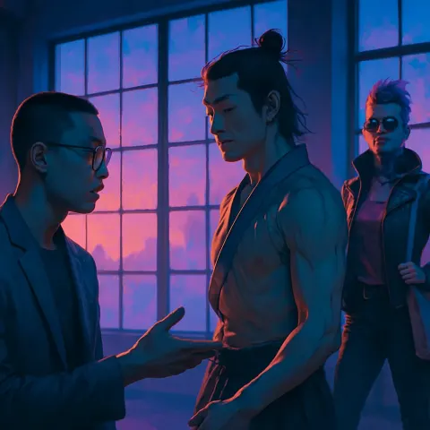 East Asian Figure with a Precise Buzz Cut and Stylish