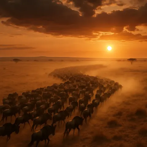 Vast Herd of Wildebeest