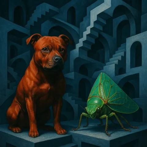 Two Distinct Subjects—a Rich Red Staffordshire Bullterrier