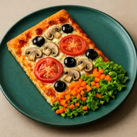 Rectangular Piece of Pizza with a Savory