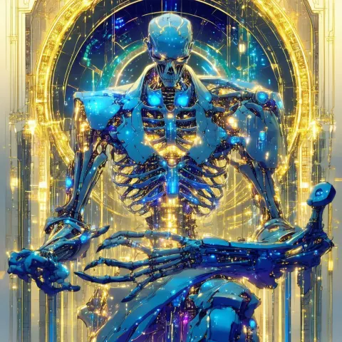 Glowing Wires of the Cyber Skeleton King