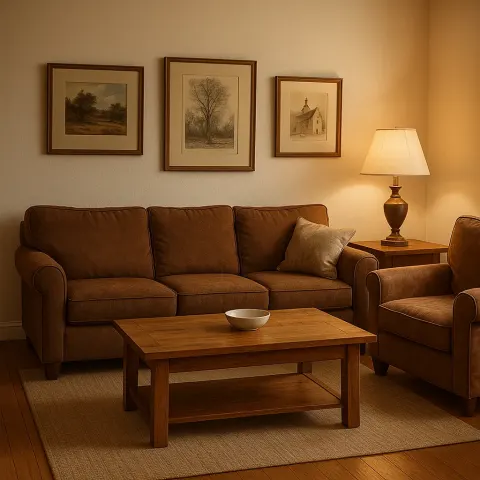 Cozy Living Room with Brown Furniture