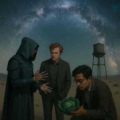 Three Figures Interact Beneath the Crystal-clear Milky Way