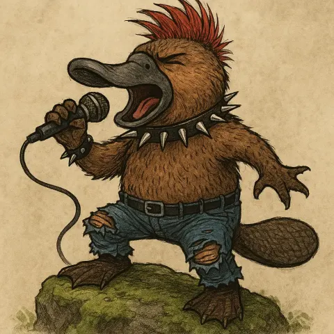 Rebellious Platypus Rocking a Punk Aesthetic