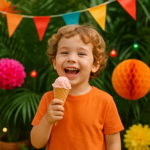 Young Child Savoring an Ice Cream Cone