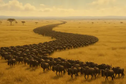 Vast Herd of Wildebeest