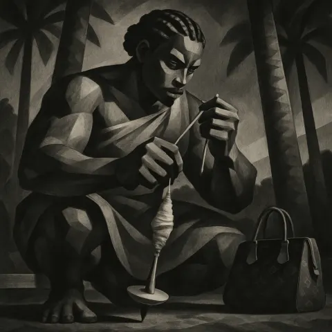 Muscular Stature Clad in a Traditional Wrap