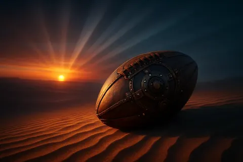 Steampunk Rugby Ball Rests on Vast