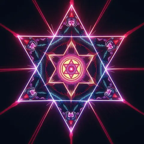 Sacred Geometry Animated in Neon Lasers