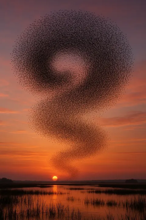 Countless Thousands of Migrating Birds Form a Massive
