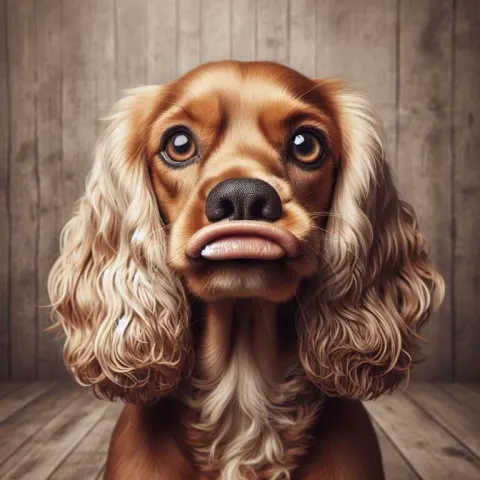 Photorealistic Cocker Spaniel Duck Face