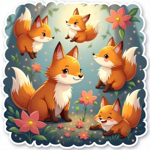 Whimsical Fox Emoticons in Luminescent Mist