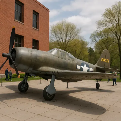 Military Propeller-driven Aircraft Is Displayed Outdoors