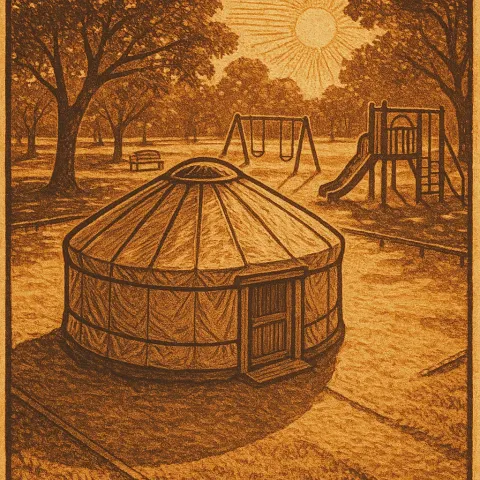 Single Yurt on a Sunny Park Playground