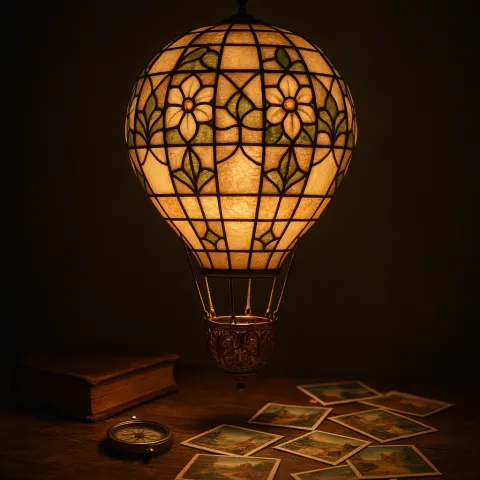 Imagine a Vintage-style Stained Glass Lampshade Crafted to Resemble