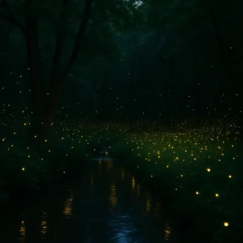 Nighttime Photograph Showcases a Tranquil Forest