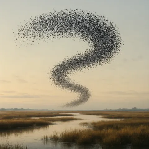 Vast Flock of Migratory Birds Forms