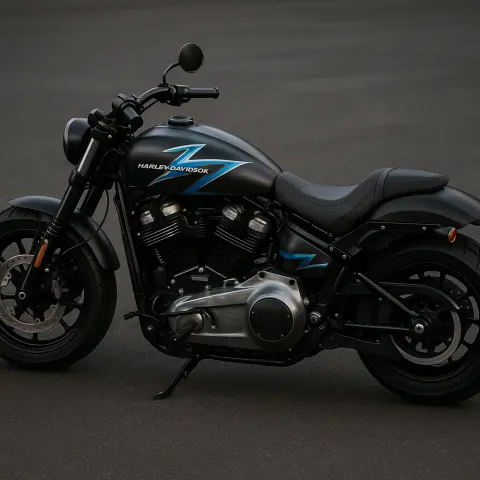 Harley-Davidson Motorcycle in Matte Black with Brushed Steel Details