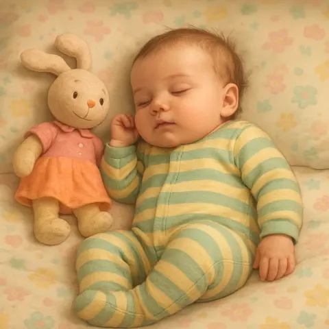 Tranquil Setting Showcases a Slumbering Baby Nestled on a Cozy