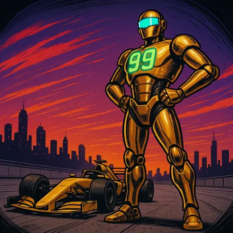 Futuristic Robot with a Shimmering Gold Exterior