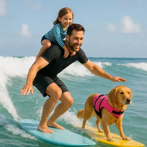 Man Balancing a Child on His Back