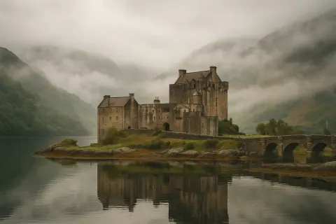 Tranquil Loch Lies Beside an Ancient Scottish Castle