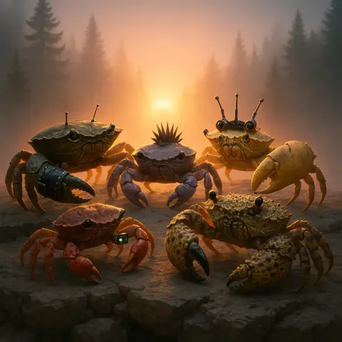 Before Mist-enshrouded Pine Trees at Dawn