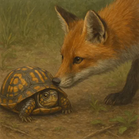 Box Turtle Tucked Partially Inside its Tough